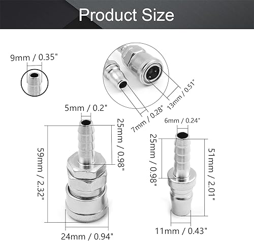 Othmro 6Pcs Air Quick Connector SH20 PH20 Kit di montaggio del tubo flessibile per 8mm/0.31 pollici Tubo - Honorern