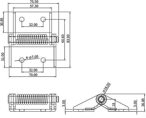 Cerniera con molla di ritorno a chiusura automatica for grandi carichi, 1 pezzo(70mm StainlessSteel) - Honorern