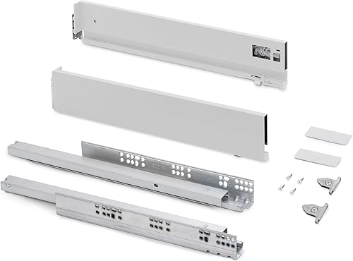 Emuca - Kit cassetto per cucina o bagno con regolazione 3D, altezza 178 mm, profondità 400 mm, 40 Kg, chiusura soft, pannelli no inclusi, Acciaio, grigio antracita - Honorern