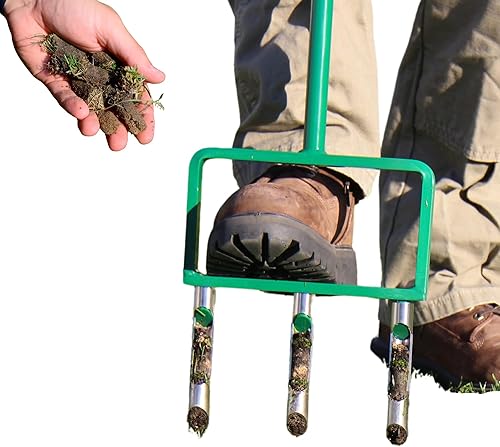 Landzie Aeratore manuale per forchetta, attrezzo per carotaggio 100 cm in acciaio inox resistente per erba e prato con denti sostituibili per terreni compattati per la cura del prato e il giardinaggio - Honorern