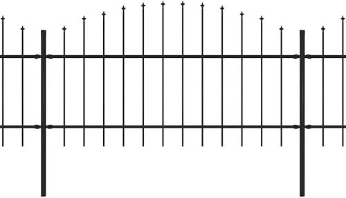 Recinzione Giardino Punta a Lancia (1-1,25) x3,4m Acciaio Nero, Cancello Giardino Esterno, Cancello per Recinzione da Esterno, Recinzione da Cantiere - Honorern