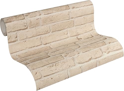 Carta Da Parati Mattoni Elements Carta da parati tessuto non tessuto 10.05 m x 0.53 m Beige Prodotto in Germania 355812 35581-2 - Honorern