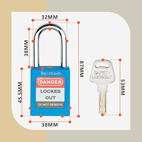 10 Pcs 38MM Lucchetto di sicurezza rosso diverso con chiave per il blocco delle postazioni e dei dispositivi di lockout tagout - Honorern