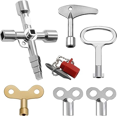6 Pezzi Chiave Universale Multifunzione 4 Vie Tasto Triangolo Chiave, Croce Chiave Triangolare Quadrata Piazza Rubinetto Chiave per Rubinetti per Contatori Acqua Elettricità Radiatori Contatori Gas - Honorern