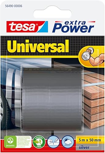 Tesa Extra Power Universale - Nastro Telato per Riparazioni, Fissaggio, Imballaggio, Marcatura e Sigillatura - Grigio - 5 m x 50 mm - Honorern