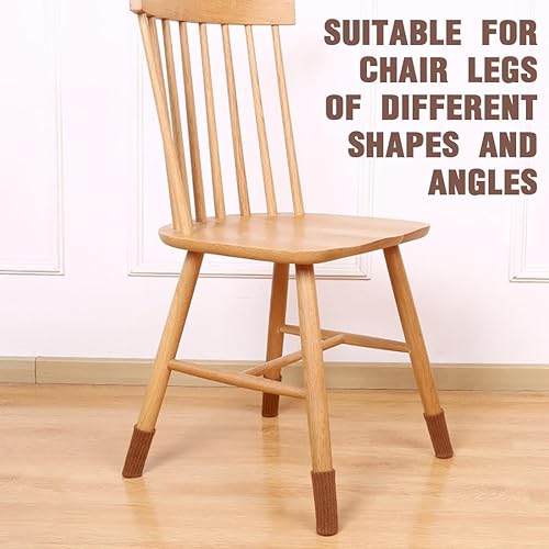 Set da 16 Pezzi Coprigambe per Sedie, Calzini Sedie Antiscivolo, Copri Gambe Sedie per Mobili, Antiscivolo, per Evitare Graffi e Rumori, Adatti per Gambe di Sedie da 6 cm a 18 cm, Marrone - Honorern