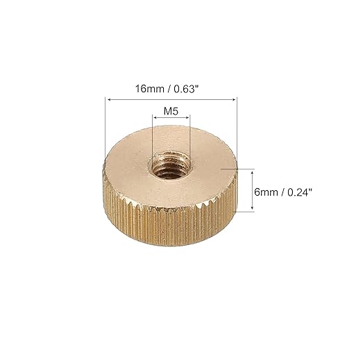 Zigrinato Pollice Dadi, 4pz M5 x D16mm x H6mm Ottone Zigrinato Dado Piatto Testa Ceco Foro Blocco Regolazione Dadi per 3D Stampante Parti - Honorern