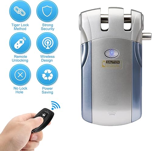 Telecomando senza fili Lock Security invisibile Keyless Intelligent Lock Lega di zinco Metallo con 4 chiavi Smart Home Controllo accessi Sistema di sicurezza - Honorern