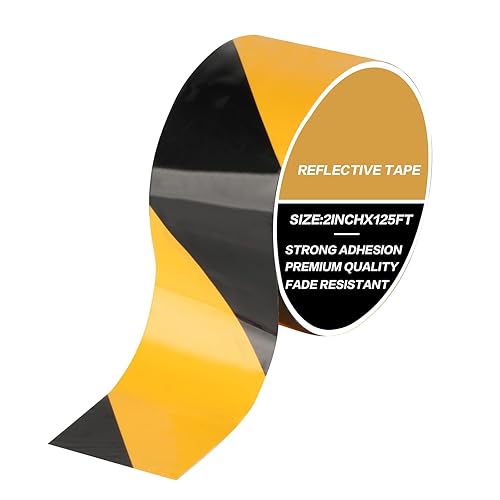 Nastro Segnaletico, Nastro Adesivo Segnaletico, 50 mm x 38 m Nastro di Avvertimento di Pericolo Giallo e Nero, Nastro di Sicurezza Adesivo per Pavimenti e Segnalazione di Pericolo - Honorern