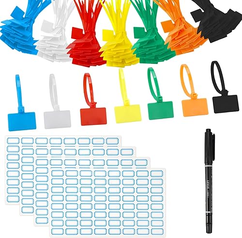 500 Pezzi Stringicavo Fascette Cavi Colorate, 100mm x 3mm Fascette di Cablaggio Professionali, Fascette Nylon Autobloccanti Cablaggio Riutilizzabili con Etichetta per Casa Ufficio Giardino - Honorern