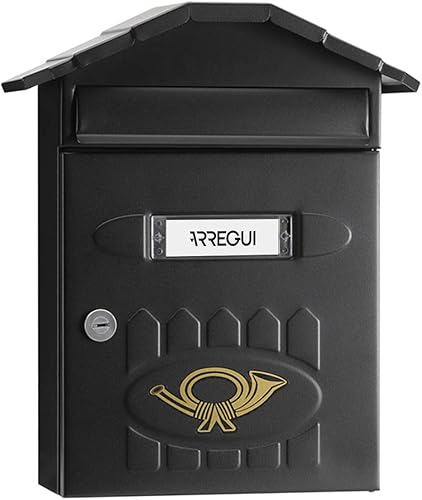 ARREGUI Villa E5003 Cassetta Postale Individuale in Acciaio, Cassetta della Posta da Parete, Cassetta delle Lettere, Lamiera Spessa, Dimensione M (DIN A4 e Riviste), Facile da Montare, Verde - Honorern