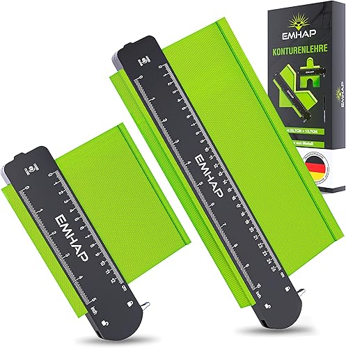 Calibro per contorni grande bloccabile con leva di serraggio extra profondo, set di 2 calibri per contorni e angoli in metallo, strumento di misurazione professionale per contorni e angoli – - Honorern