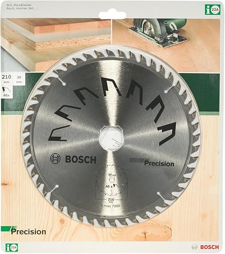 Bosch 1x Lama per Sega Circolare Precison (per Legno, Ø 210 x 2.5/1.5 x 30 mm, 48 Denti, ATB, Accessori Seghe Circolari) - Honorern