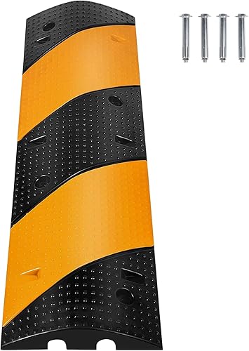 Gobbe di velocità in gomma da 101,6 cm con 4 bulloni Protezione per cavo vialetto a 2 canali Rampa Modulare Speed Bump per vialetto Parcheggio Garage Capacità di carico 100 kg, 100 × 30 × 6 cm - Honorern