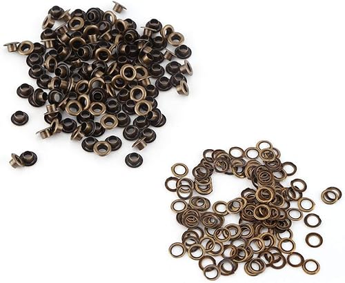 Set di anelli di tenuta per occhielli da 100 pezzi, occhielli e rondelle piane di colore bronzo Occhielli rivetti artigianali Rivestimenti in tessuto per abbigliamento(4mm) - Honorern