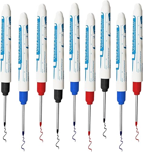 9 pennarelli a punta profonda, 30 mm, punta extra lunga, per lavori di fai da te su legno, cartone, piastra in acciaio, 3 colori - Honorern