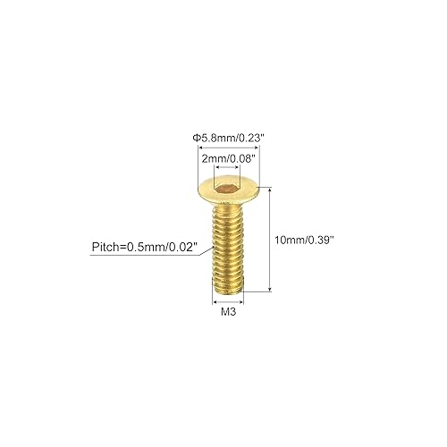 QUARKZMAN Viti a Testa Piatta con Esagono Incassato, M3-0.5 x 10mm, 20pz Bulloni di Fissaggio con Guida Esagonale Interna in Ottone - Honorern