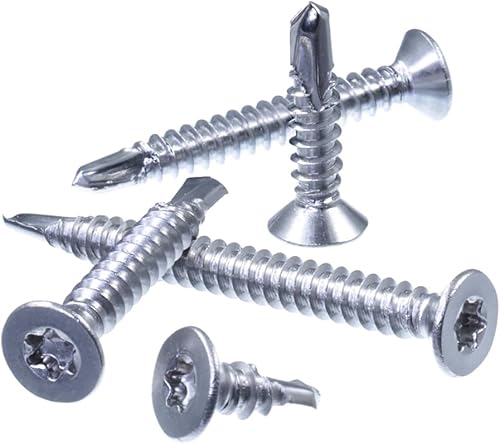 SECCARO Viti autofilettanti con testa svasata, 3,5 x 22 mm, in acciaio inox A2, punta per trapano, ISO 15482/DIN 7504, TX/esagono incassato, 200 pezzi - Honorern