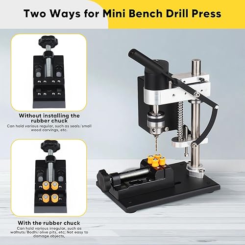 Trapano A Colonna 250W Mini Trapano Banco Supporto Per Trapano Piccolo Trapano da Tavolo Velocità Regolabile 7 Velocità Per Metallo Legno Acrilico Plastica - Honorern