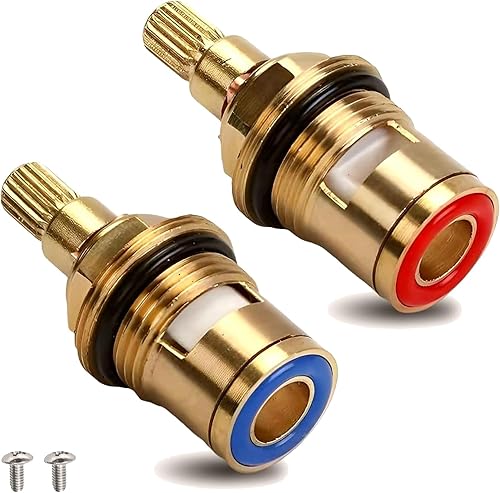 Valvola di Ricambio per Rubinetto, Cartucce per Rubinetto in Ottone e Ceramica con Rondelle, Rubinetto Valvola a Quarto di Giro G1/2' Valvola Rubinetti Acqua Calda Fredda Ricambi per Rubinetti, 1 Paio - Honorern