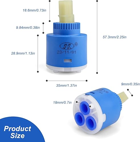 Cartuccia Rubinetto Miscelatore, 3 Pezzi Cartucce per Miscelatore, Cartuccia Miscelatore Superficie liscia, Resistente Resistente All'usura Essere Utilizzata lavandino, Doccia, Vasca Bagno - Honorern