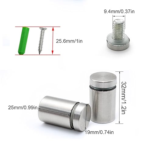 8 Pezzi Distanziatori, Distanziali per Targhe 19×30, Distanziali per Targhe in Acciaio Inox, Durevoli e Antigraffio, Adatti per Opere D'arte, Foto, Certificati, Cartelloni Pubblicitari - Honorern