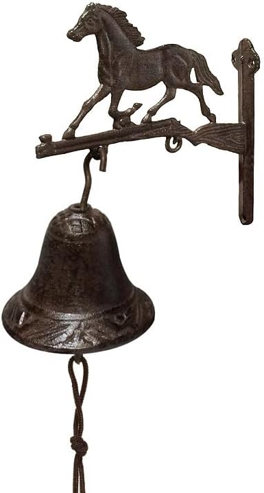 Porta Campana cavallo campana rustico in ghisa stile casa di campagna stile antico marrone - Honorern