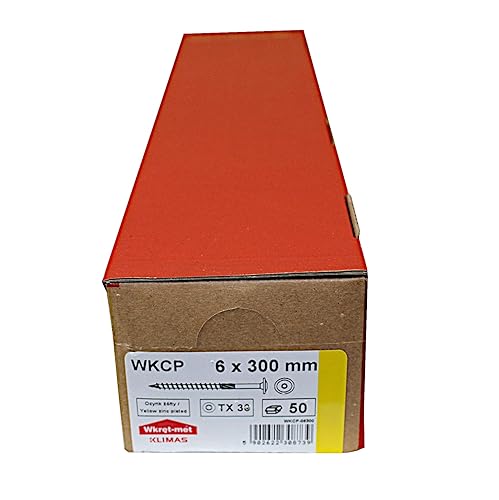 Viti a testa piatta, per costruzioni in legno, in tutte le misure, viti a testa piatta Torx, in set da 50 pezzi, da 6 x 300 mm, TX30 (confezione in lingua italiana non garantita) - Honorern