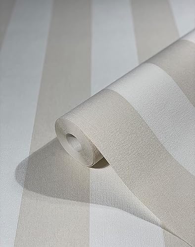 Carta da parati blu in tessuto non tessuto, motivo a strisce, colore bianco e azzurro, linee moderne, struttura fine, 10,05 x 0,53 m, made in Germany - Honorern