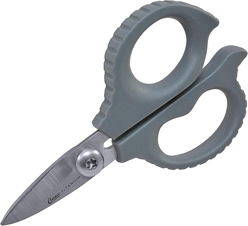 Clauss Cesoie in acciaio al carbonio, con legatura in titanio, 14 cm, industriale, seghettato, grigio - Honorern