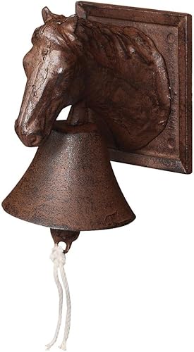 Esschert Design, Campanello Porta con Testa di Cavallo Decorativa, in ghisa, 12 x 19 x 17 cm, DB31 - Honorern