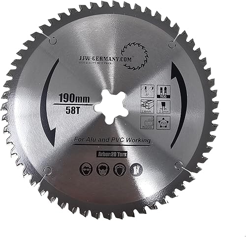 JJW Germany HM – lama per sega circolare HANNA 190 x 2,6 x 20 Torx Z = 58 TF per Festo Festool Precisio CS 50, 1 pezzi, 4250980691361 - Honorern