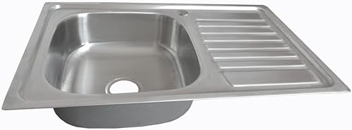 Omeere, Lavello da Cucina Rettangolare, 80 x 50 cm, Acciaio Inox 304, 1 Vasca, Installazione Sottopiano, Inclusi Scarico e Morsetti Premontati - Honorern