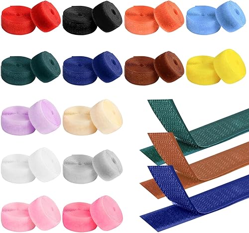 14 Set Nastro a Strappo, 14 Colori di Cucire Su Ganci e Nastro con Gancio e Occhiello, 20mm x 1m Strappo per Cucire Doppia Faccia per Cucire Stoffa, Tessuti, Artigianato Fai Da Te - Honorern