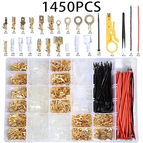 shengbowi 2.8/4.8/6.3mm Female Male Spade Crimp Connectors Electrical Lugs Terminal Insulating Wire Quick Splice Assortment Kit Wound Plug Crimping Spring Insert Wire Cold Pressing Wiring Cable - Honorern