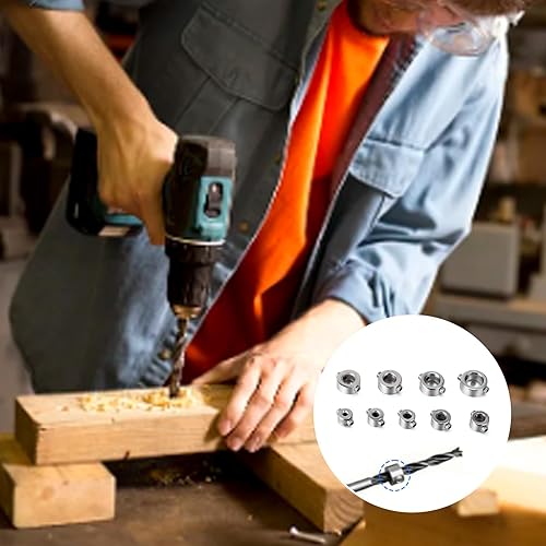 LIUZIKUN 9 Pezzi di Anelli di Arresto della profondità della Punta del Trapano, Set di collari di Arresto della Punta del Trapano, Set di collari di Arresto della Punta del Trapano con Chiavi - Honorern