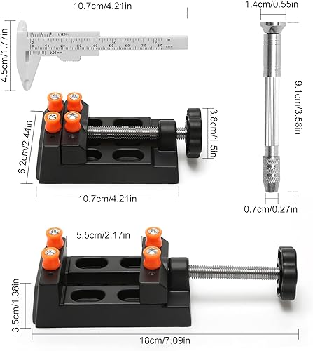 Mini Set Punte a Mano, Micro Punte a Mano con 10 Pezzi Punte Elicoidali da 0,8-3,0mm e Morsa da Banco Piccola, Mini Trapano a Mano Metalli per Foratura Modellismo Fai-da-te e Gioielleria - Honorern