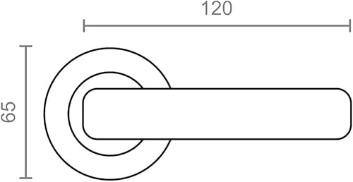 01011 - Set di maniglia con rosetta (50 mm) e maniglia piatta, finitura nichel satinato, colore argento, 126 x 50 x 48 mm - Honorern