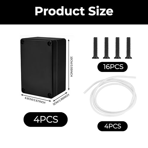 4 pezzi scatola di derivazione impermeabile IP65, scatola di distribuzione esterna, scatola di derivazione elettrica, alloggiamento in plastica ABS per dispositivi elettrici, PCB, morsetti, pulsanti, - Honorern