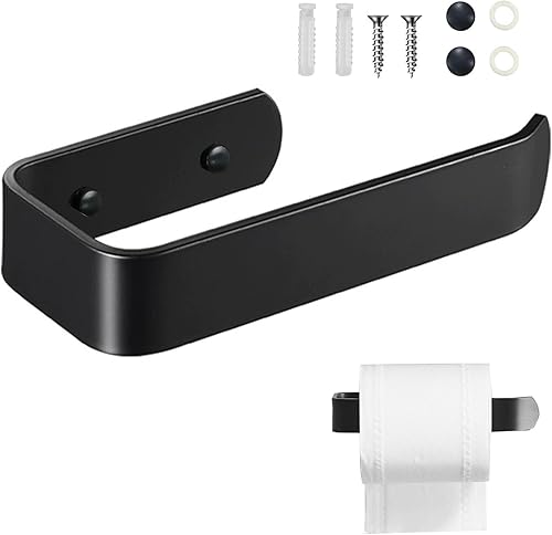 Portarotolo Carta Igienica, Montaggio a Parete o Autoadesivo, Portarotolo Carta Igienica Senza Foratura, Moderno Porta Carta Igienica Adesivo per Bagno e Toilette (Nero) - Honorern