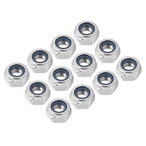 M10 x 1,25mm Esagonale Blocco Dado x 12pz 304 Acciaio inossidabile Acciaio Metrico Fine Esagonale Lock Dadi per Tubazioni, Automobile Motori, [Argentato] - Honorern