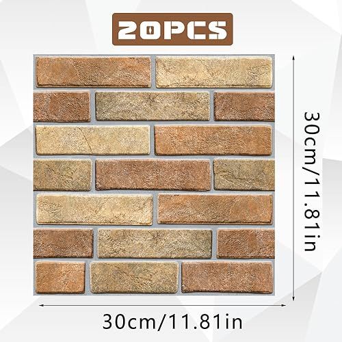 20 Pezzi Pannelli Decorativi 3D per Parete Pannelli Decorativi 30x30 cm Carta Parati 3d per Salone,Ufficio,TV Sfondo,Cucina,Bagno,Soggiorno - Honorern