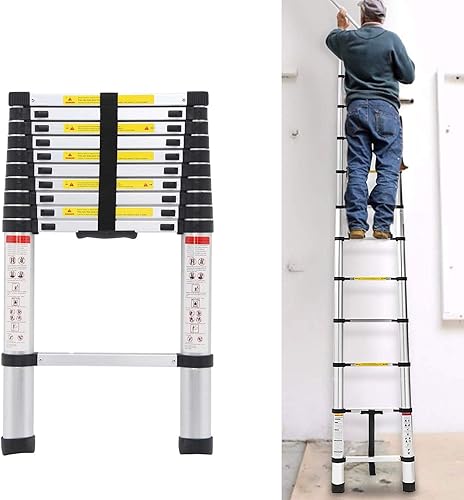 3.2 M/10.5FT Scala Telescopica Singola Scala Dritta Casa Portatile Pieghevole Scala Progetto Ispessita In Lega di Alluminio Casa/Biblioteca/Ingegneria Scala - Honorern