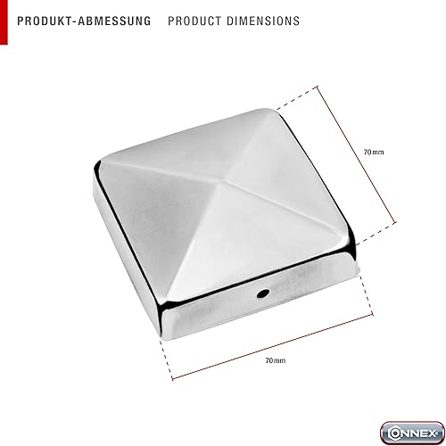 Connex Copripalo 70 x 70 mm senza pallina, materiale: acciaio inossidabile A2, 1 pezzo, hv4320 - Honorern