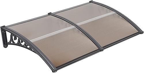 Pensilina Tettoia per Porta, Pensilina Copriporta in Policarbonato, Marrone, Disponibili in Diverse Misure (100 x 200 CM) - Honorern