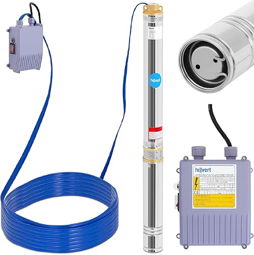 hillvert Pompa Sommersa per Pozzo Elettropompa Sommersa HT-ROBSON-SP1100-101 (6.000 l/h, 1.100 W, Acciaio Inox, Diametro: 95 mm) - Honorern