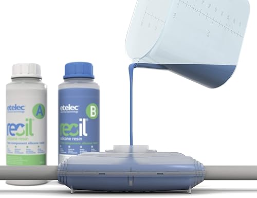 Etelec 1L Resina Siliconica Bicomponente, Riaccessibile, Riempimenti Isolanti, Sigillature, Cassette, Connessioni Elettriche, 2 Flaconi + Caraffa (RE0100-1 Litro) - Honorern