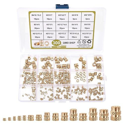 Inserti Filettati M2 M2.5 M3 M4 M5 M6 Inserto Filettato Dado a Inserto Dadi Zigrinati in Ottone per Parti in Plastica di Stampante 3D 300 Pezzi - Honorern