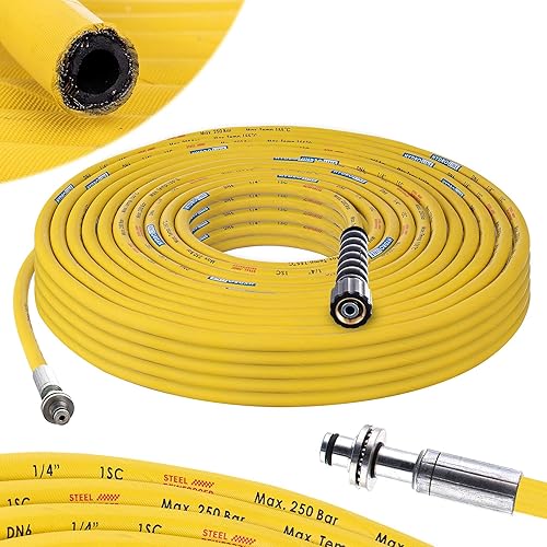 Tubo flessibile per idropulitrice - ricambio Kärcher 11 mm GIALLO - 15 m 250 bar DN6 Profi M22 x 1,5 Tubo flessibile per alta pressione compatibile con Kärcher HD HDS - attacco 11 mm - Honorern