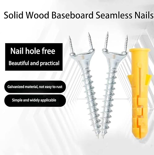 50pcs Chiodi senza giunte del battiscopa in legno massello, Viti autofilettanti a forma di Y Viti autofilettanti del battiscopa Fissaggio della linea del piede (3.5x0.8cm) Argento - Honorern